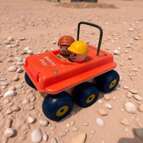 Vintage 1973 Fisher-Price Bouncing Buggy Moonwalker Pull Toy Red Car 122 Classic - Picture 1 of 10